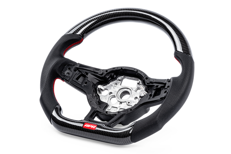 Volkswagen Jetta Steering Wheel - APR - Carbon Fiber & Perforated Leather, Red Stitching - Red - `15-`24