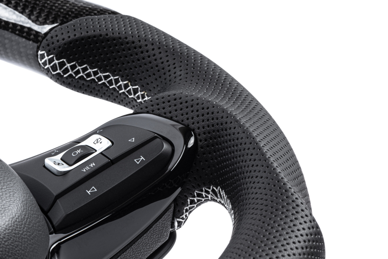 Volkswagen Golf R Steering Wheel - APR - Carbon Fiber & Perforated Leather - Silver - `15-`19