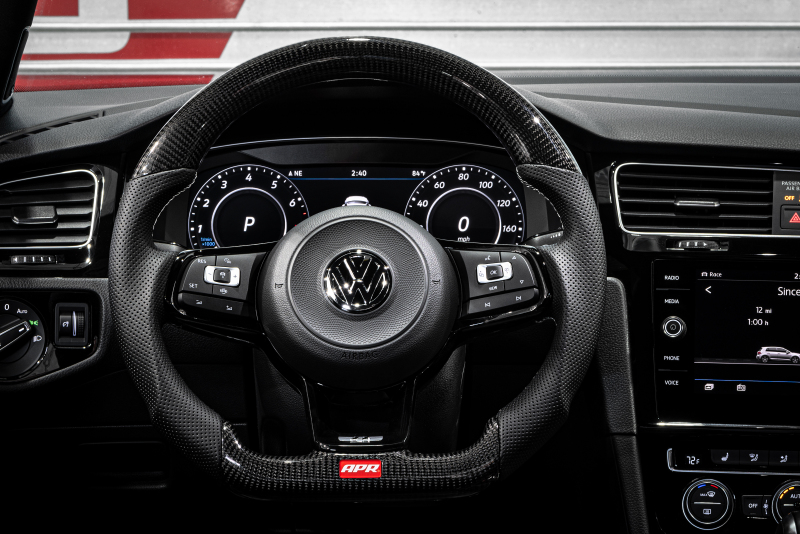 Volkswagen Golf R Steering Wheel - APR - Carbon Fiber & Perforated Leather - Silver - `15-`19