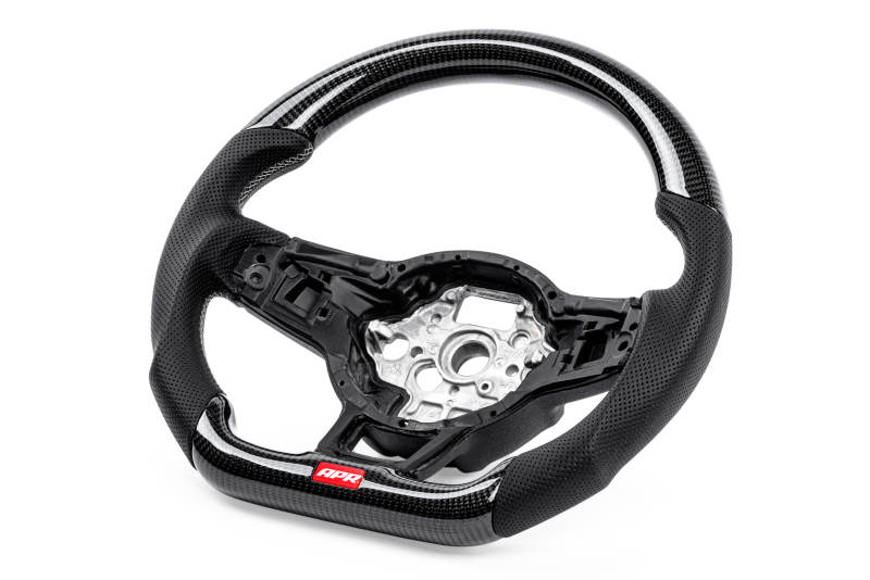 Volkswagen Golf R Steering Wheel - APR - Carbon Fiber & Perforated Leather - Silver - `15-`19