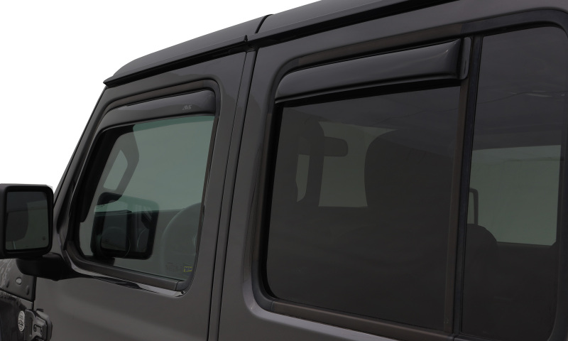 Jeep Wrangler Unlimited Wind Deflectors - Front + Rear - AVS - In-Channel - Smoke - `07-`18