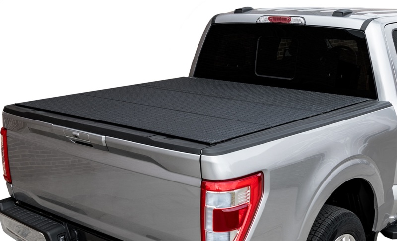 Ford Maverick Tonneau Cover - Access - LOMAX Professional Series, Hard Tri-Fold, Diamond Plate Finish - Black Diamond Mist - `22-`27