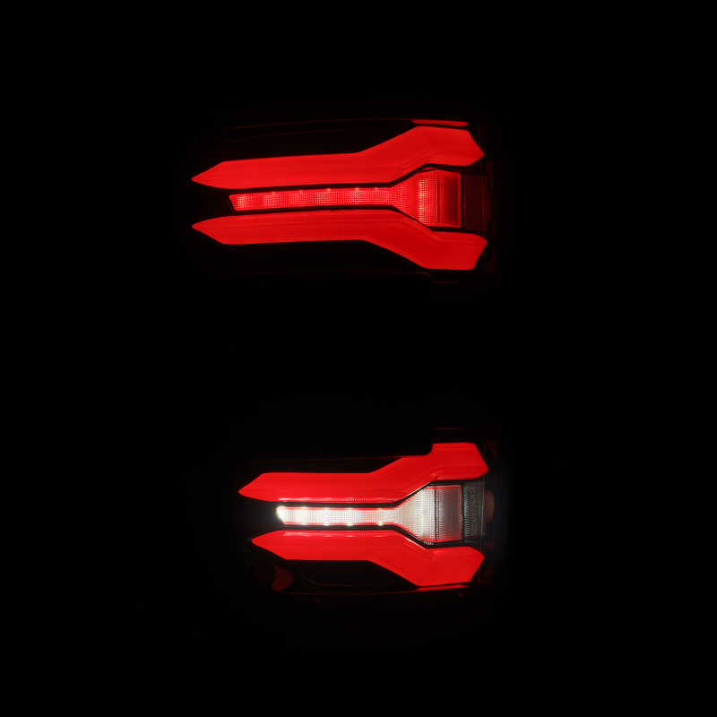 Ford F-150 Tail Lights - AlphaRex - LUXX LED Taillights Blk-Red Activ Light/Seq Signal - Smoked Lens - Blk-Red - `24-`25