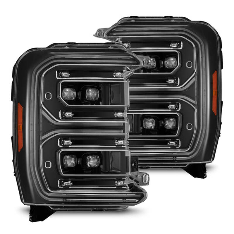 Ford F-250 SD Headlights - AlphaRex - NOVA LED Proj with Active Light/Sequential Signal/Switchback - Alpha Black - `23-`26