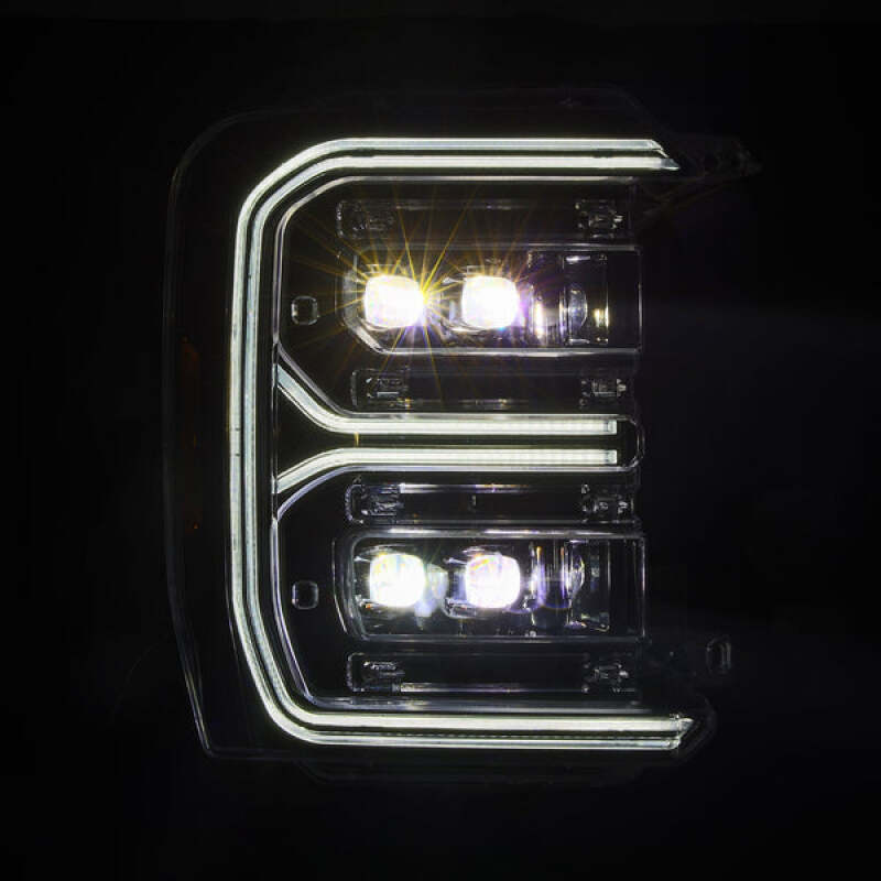Ford F-250 SD Headlights - AlphaRex - NOVA LED Proj with Active Light/Sequential Signal/Switchback - Alpha Black - `23-`26