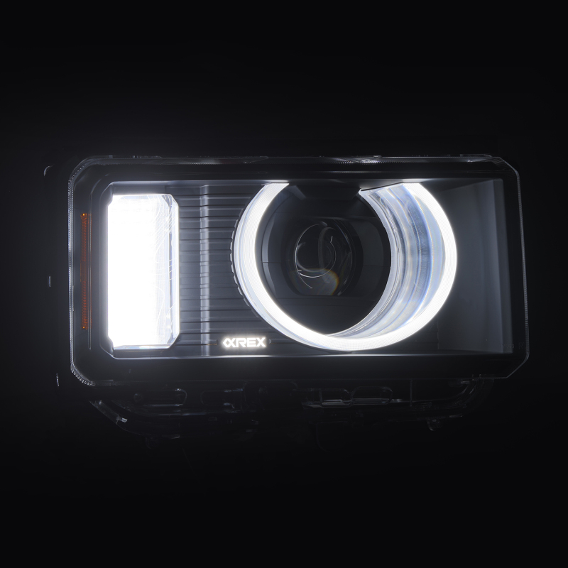 Toyota LC Heritage Headlights - AlphaRex - LUXX LED Proj w/Activ Light/Seq Signal/Switchback - Black - `24-`26