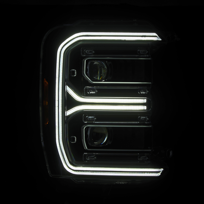 Ford F-250 SD Headlights - AlphaRex - LUXX LED Proj w/ Active Light/Seq Signal/Switchback - Black - `23-`26
