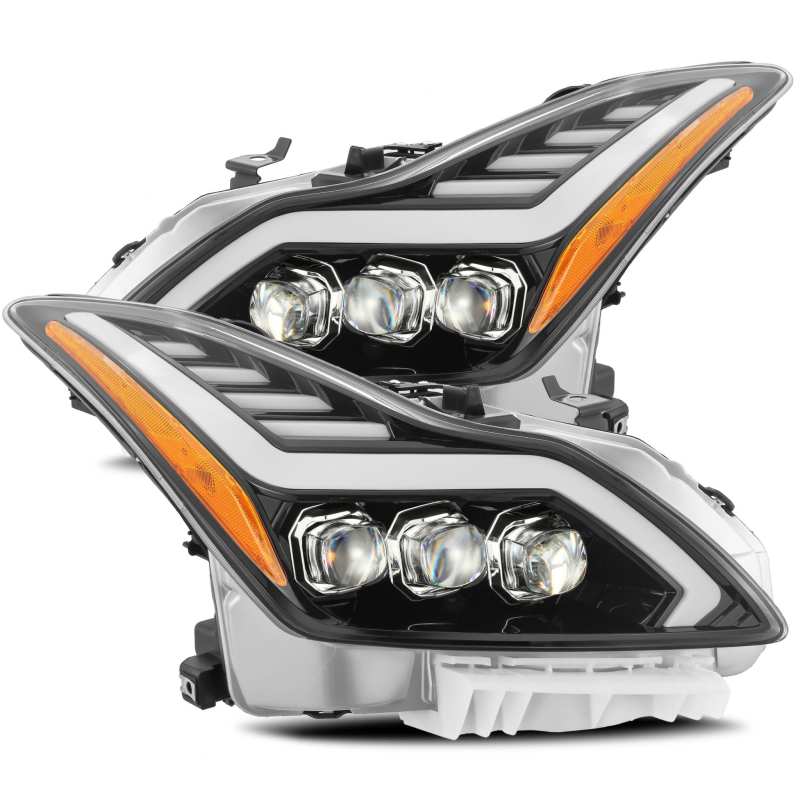 Infiniti G37 Headlights - AlphaRex - NOVA LED Projector Plank Style - Gloss Black - `08-`13