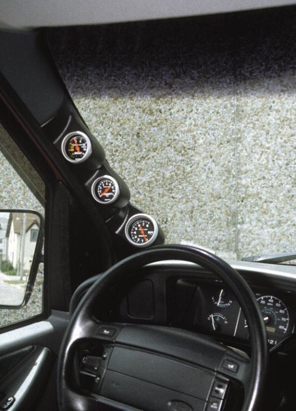 Ford E Series Gauge Pod - AutoMeter - Triple Pillar, 52mm - Black - `92-`02