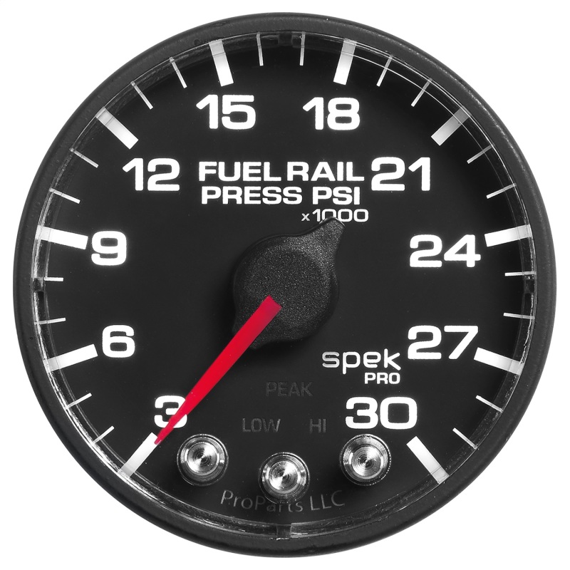 GMC Duramax Fuel Pressure Gauge - AutoMeter - Spek-Pro 2 1/16in 30Kpsi Stepper Motor - Black - `01-`12