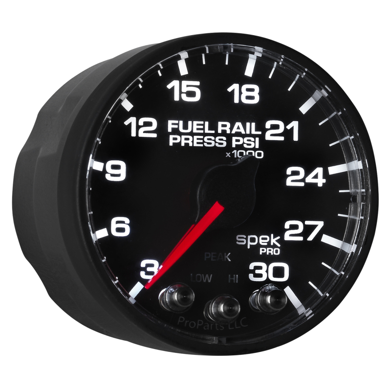 GMC Duramax Fuel Pressure Gauge - AutoMeter - Spek-Pro 2 1/16in 30Kpsi Stepper Motor - Black - `01-`12
