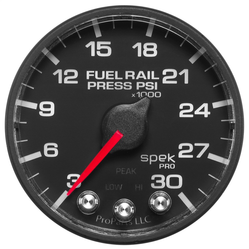 GMC Duramax Fuel Pressure Gauge - AutoMeter - Spek-Pro 2 1/16in 30Kpsi Stepper Motor - Black - `01-`12