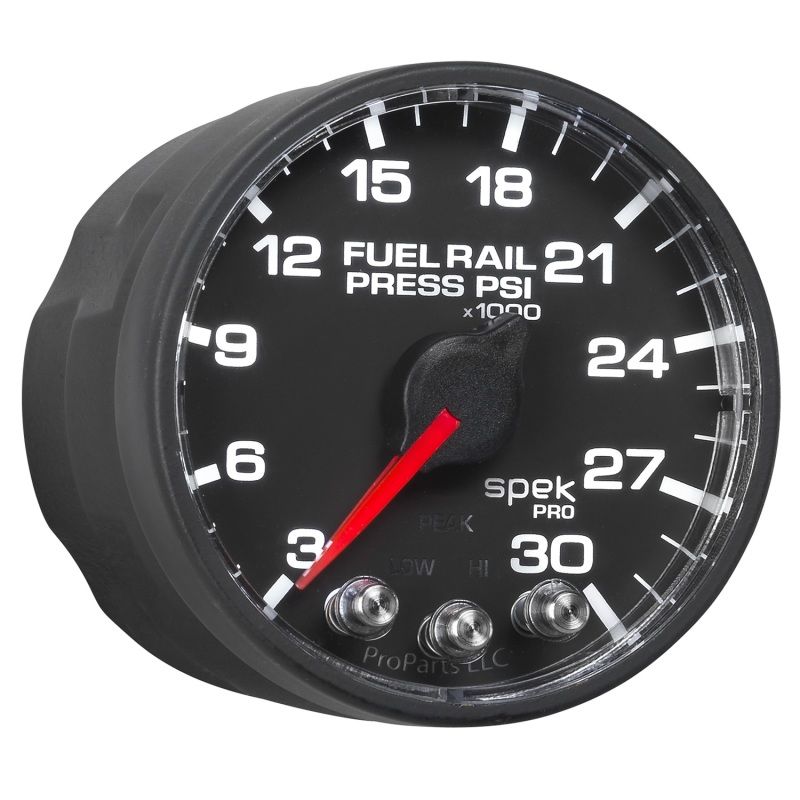 GMC Duramax Fuel Pressure Gauge - AutoMeter - Spek-Pro 2 1/16in 30Kpsi Stepper Motor - Black - `01-`12