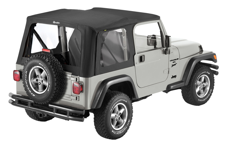 Jeep Wrangler Soft Top - Bestop - Sailcloth; Clear Windows; No Door Skins - Black Diamond - `03-`06