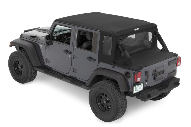 Jeep Wrangler JK Halftop Soft Top Conversion Kit - Bestop - Halftop - Premium Black Twill - `07-`18