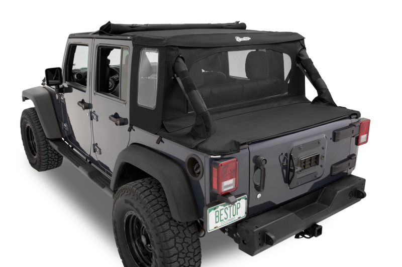 Jeep Wrangler JK Halftop Soft Top Conversion Kit - Bestop - Halftop - Premium Black Twill - `07-`18