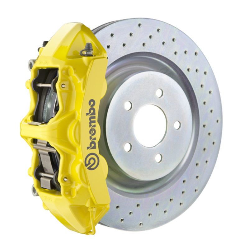 Chevrolet Camaro Brake Kit - Front - Brembo - GT 6 Piston Cast 355x32 1pc Rotor Drilled - Yellow - `16-`27