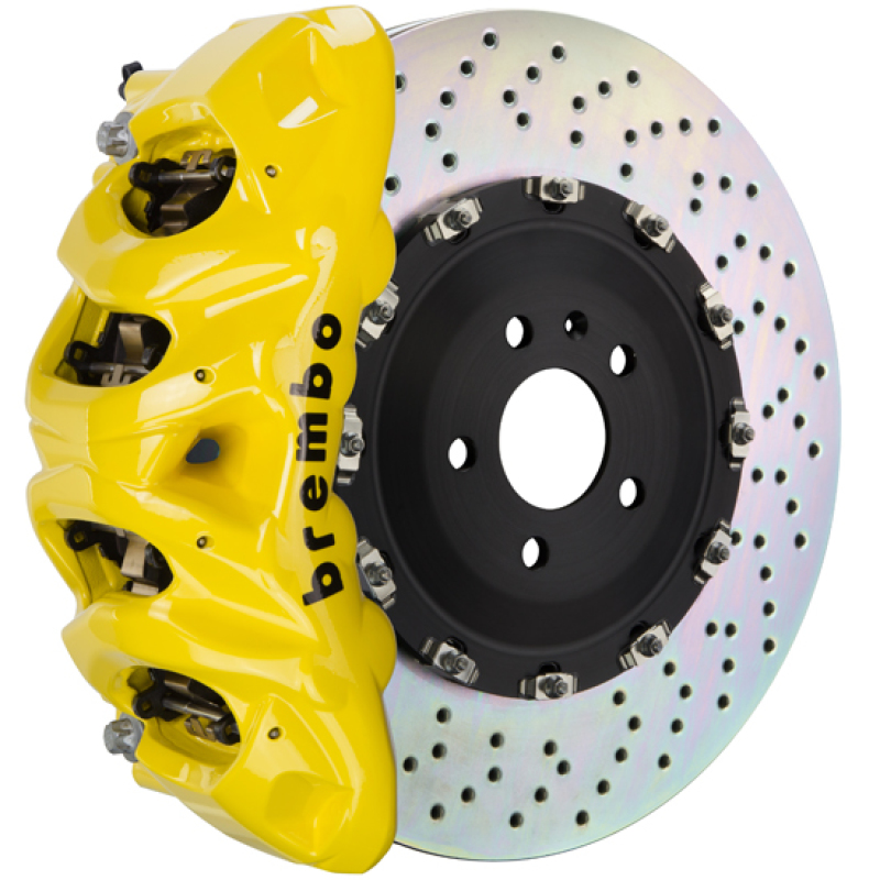 Lexus LX600 Brake Kit - Front - Brembo - GT BBK 8 Piston Cast 412x38 2pc Rotor Drilled - Yellow - `22-`27