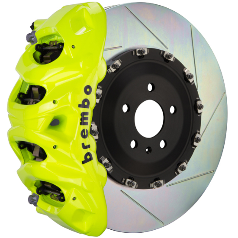 Audi S4 Brake Kit - Front - Brembo - GT BBK 6 Piston Cast 380x34 2pc Rotor Slotted - Fluo Yellow - `18-`27