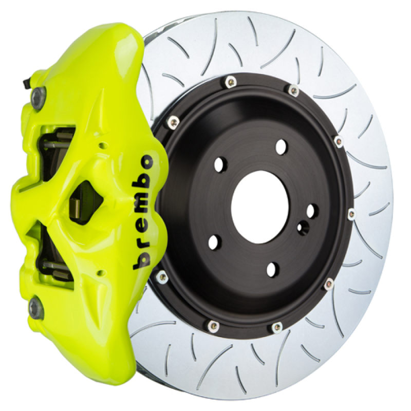 Audi S3 Brake Kit - Front - Brembo - GT BBK 6 Piston Cast 380x34 2pc Rotor Slotted Type3 - Fluo Yellow - `22-`27