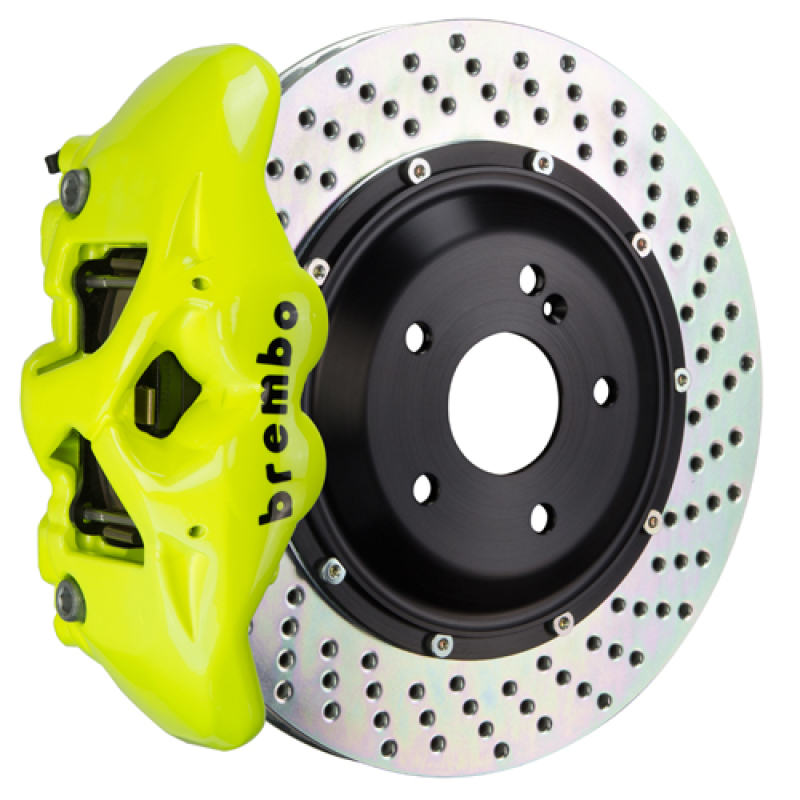 BMW 330i Brake Kit - Rear - Brembo - GT BBK 4 Piston Cast 380x28 2pc Rotor Drilled - Fluo. Yellow - `19-`27