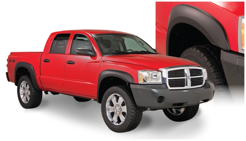 Dodge Dakota Fender Flares - Front + Rear - Bushwacker - Extend-A-Fender Style, Smooth Finish - Black - `05-`10