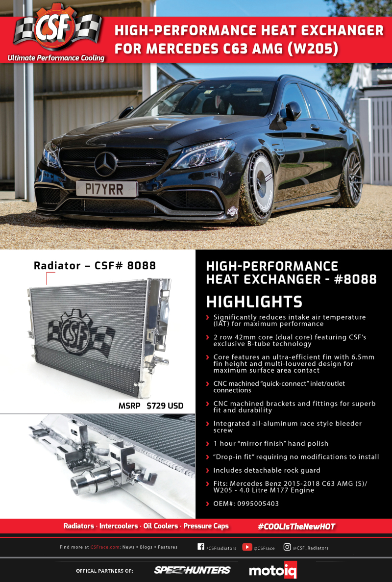 Mercedes-Benz C63 AMG Heat Exchanger - Front - CSF - All-Aluminum w/Rock Guard - `15-`27