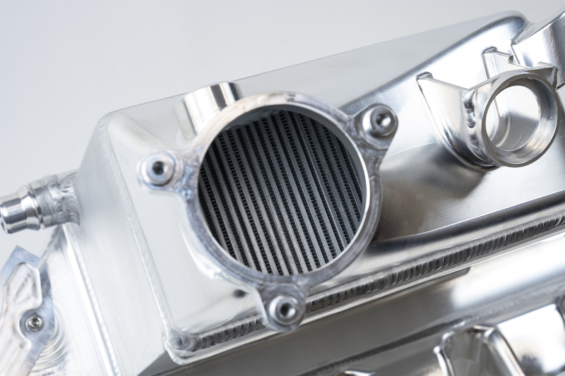 BMW M4 Charge Air Cooler Manifold - CSF - Level-Up, Raw Billet, Liquid-to-Air Bar & Plate Core, Integrated Port Injection - Raw Billet Aluminum - `21-`27