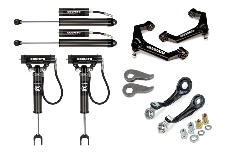 GMC Sierra 3500 HD Suspension Lift Kit - Cognito - Premier Leveling Kit with 2.0 RR Shocks and SM Series Upper Control Arms - Semi-gloss black - `11-`19