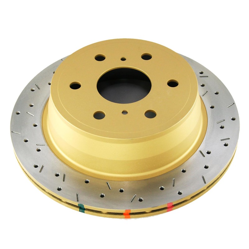 Chevrolet Silverado Brake Rotor (1) - Rear - DBA - 4000 Series XS Gold, Drilled & Slotted - Gold - `06-`08