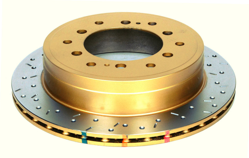 Toyota FJ Cruiser Brake Rotor (1) - Rear - DBA - 4000 Series XS Cross Drilled/Slotted - Gold - `10-`27