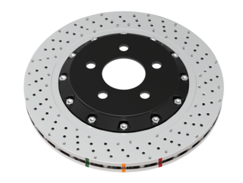 Volkswagen Golf R Brake Rotor (1) - Front - DBA - Cross Drilled & Dimpled 2 Piece - `22-`27
