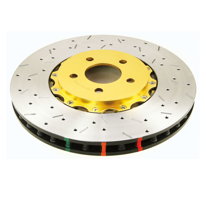 Subaru STi Brake Rotors (2) - Front - DBA - 5000 Series Drilled/Slotted - Gold - `04-`07