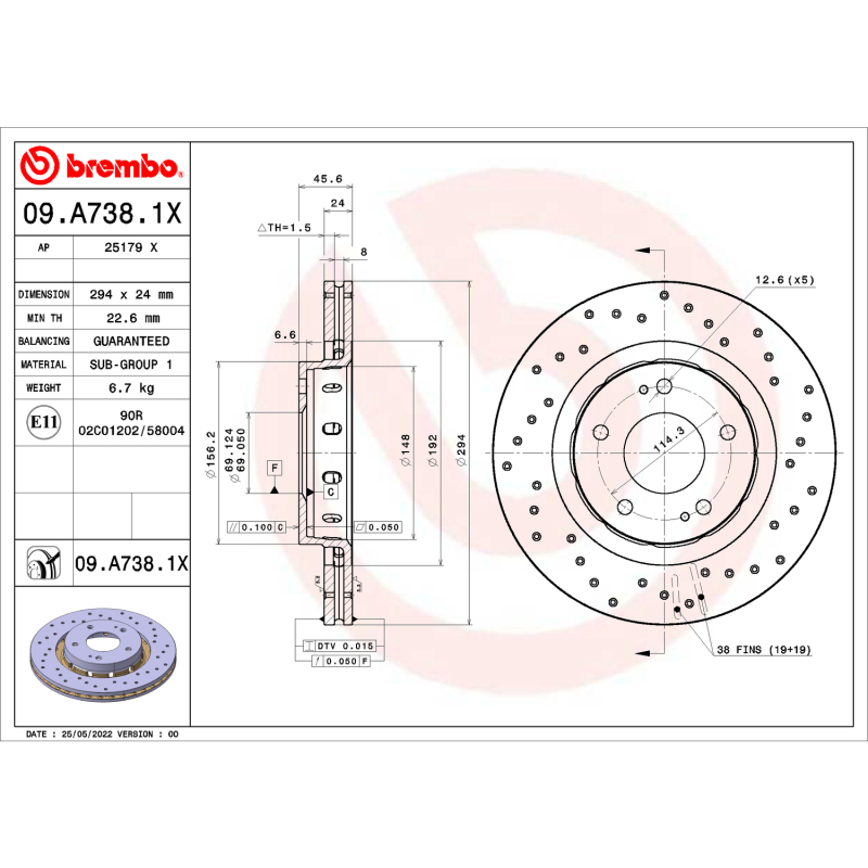 Mazda CX-9 Brake Rotors (2) - Front + Rear - DFC - Geospec Coated - `07-`15