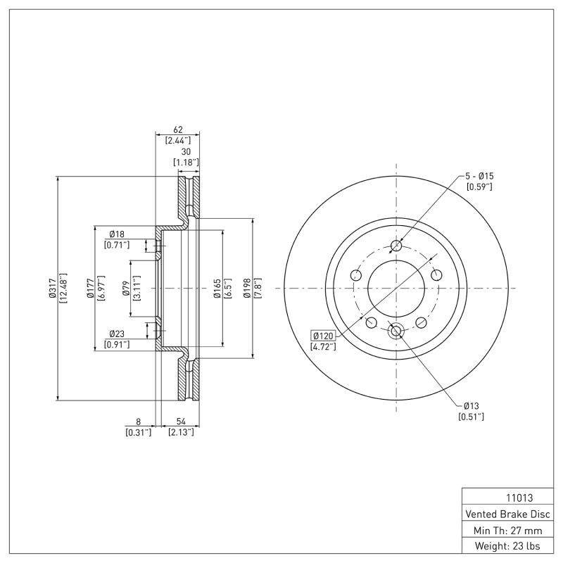 Land Rover LR3 Brake Rotor (1) - Front - DFC - Plain - `05-`07