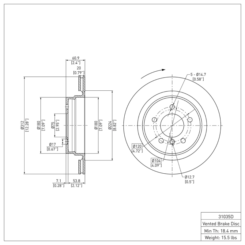 BMW Z3 Brake Rotor (1) - Rear - DFC - Plain - `95-`02