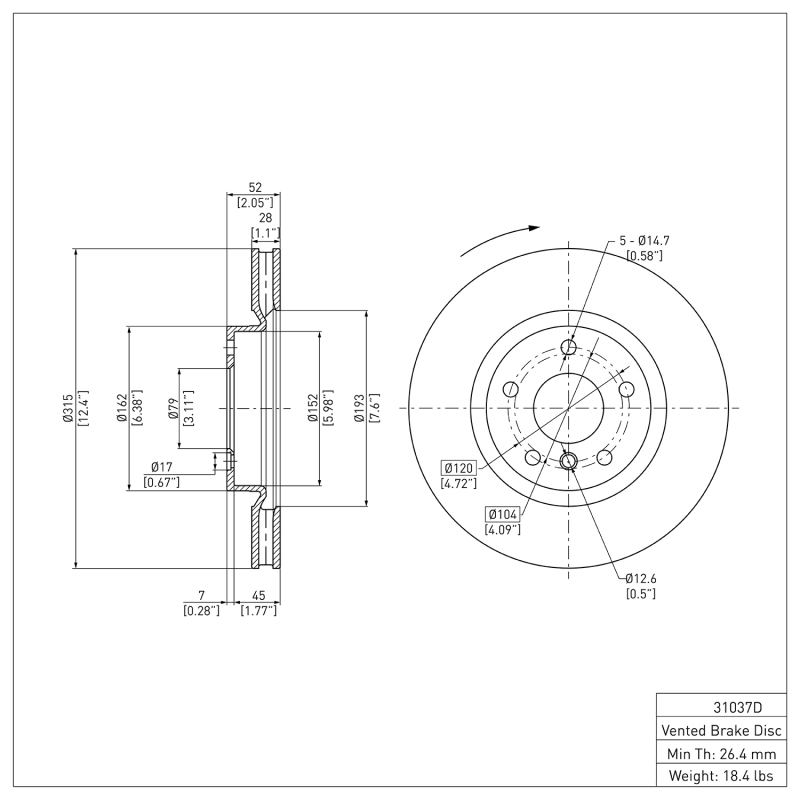 BMW Z3 Brake Rotor (1) - Right Front - DFC - Plain - `95-`02