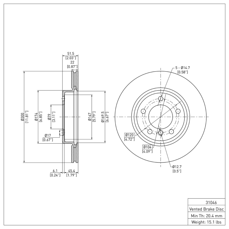 BMW 323i Brake Rotor (1) - Front - DFC - Plain - `99-`08