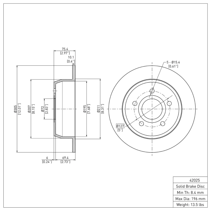 Jeep Grand Cherokee Brake Rotor (1) - Rear - DFC - Plain - `99-`04