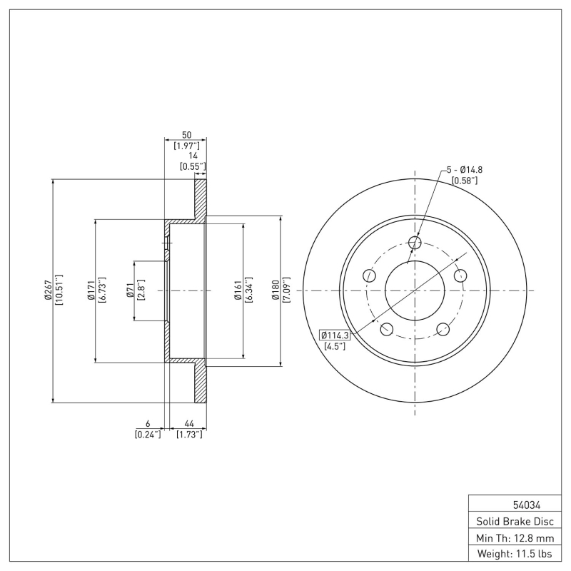 Ford Mustang Brake Rotor (1) - Rear - DFC - Plain - `94-`04