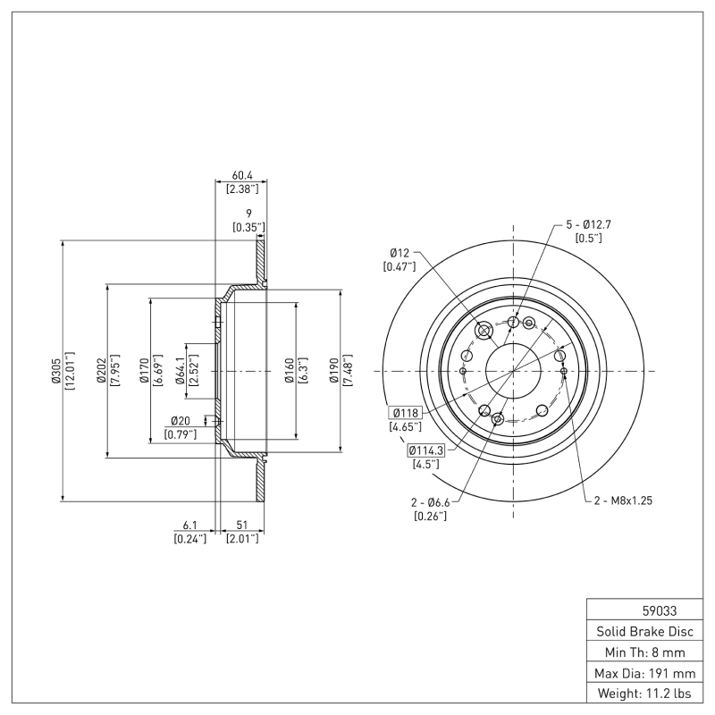 Honda Crosstour Brake Rotor (1) - Rear - DFC - `10-`15
