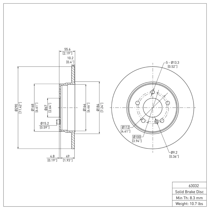Mercedes-Benz SLK300 Brake Rotor (1) - Rear - DFC - Plain - `94-`11