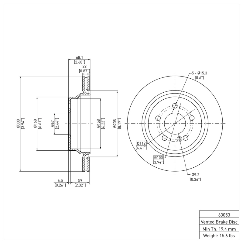 Mercedes-Benz CLS400 Brake Rotor (1) - Rear - DFC - Plain - `03-`17