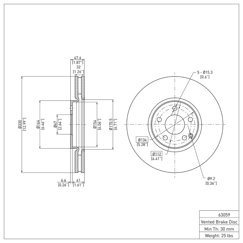 Mercedes-Benz E550 Brake Rotor (1) - Front - DFC - Plain - `04-`09
