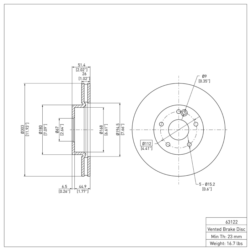 Mercedes-Benz ML350 Brake Rotor (1) - Front - DFC - Plain - `98-`05