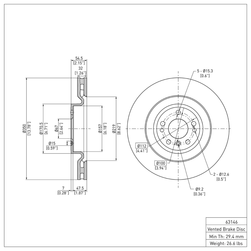 Mercedes-Benz GL350 Brake Rotor (1) - Front - DFC - Plain - `13-`19