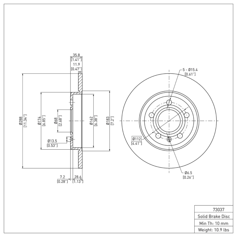 Audi A4 Brake Rotor (1) - Rear - DFC - Plain - `00-`09
