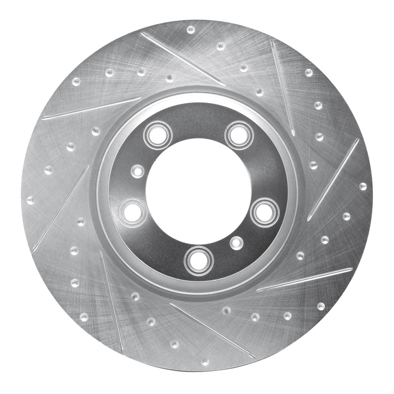 Porsche Cayenne Brake Rotor (1) - Right Front - DFC - Drilled & Slotted - Silver - `17-`23