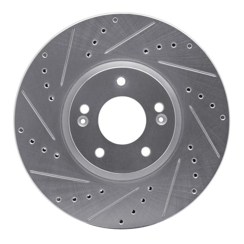 Hyundai Veracruz Brake Rotor (1) - Front Left - DFC - Drilled & Slotted - Silver - `07-`12