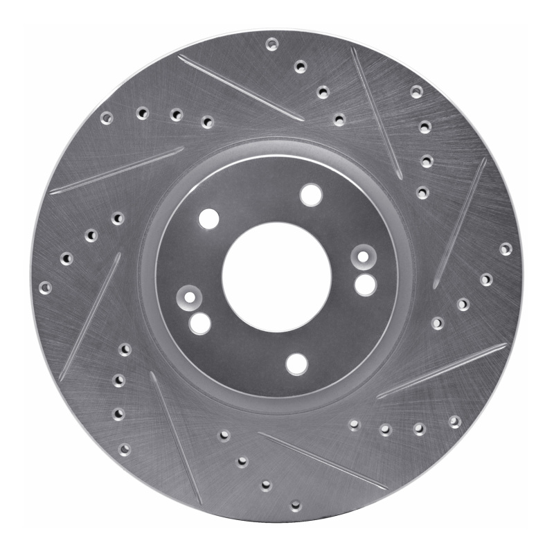 Hyundai Veracruz Brake Rotor (1) - Front Right - DFC - Drilled & Slotted - Silver - `07-`12